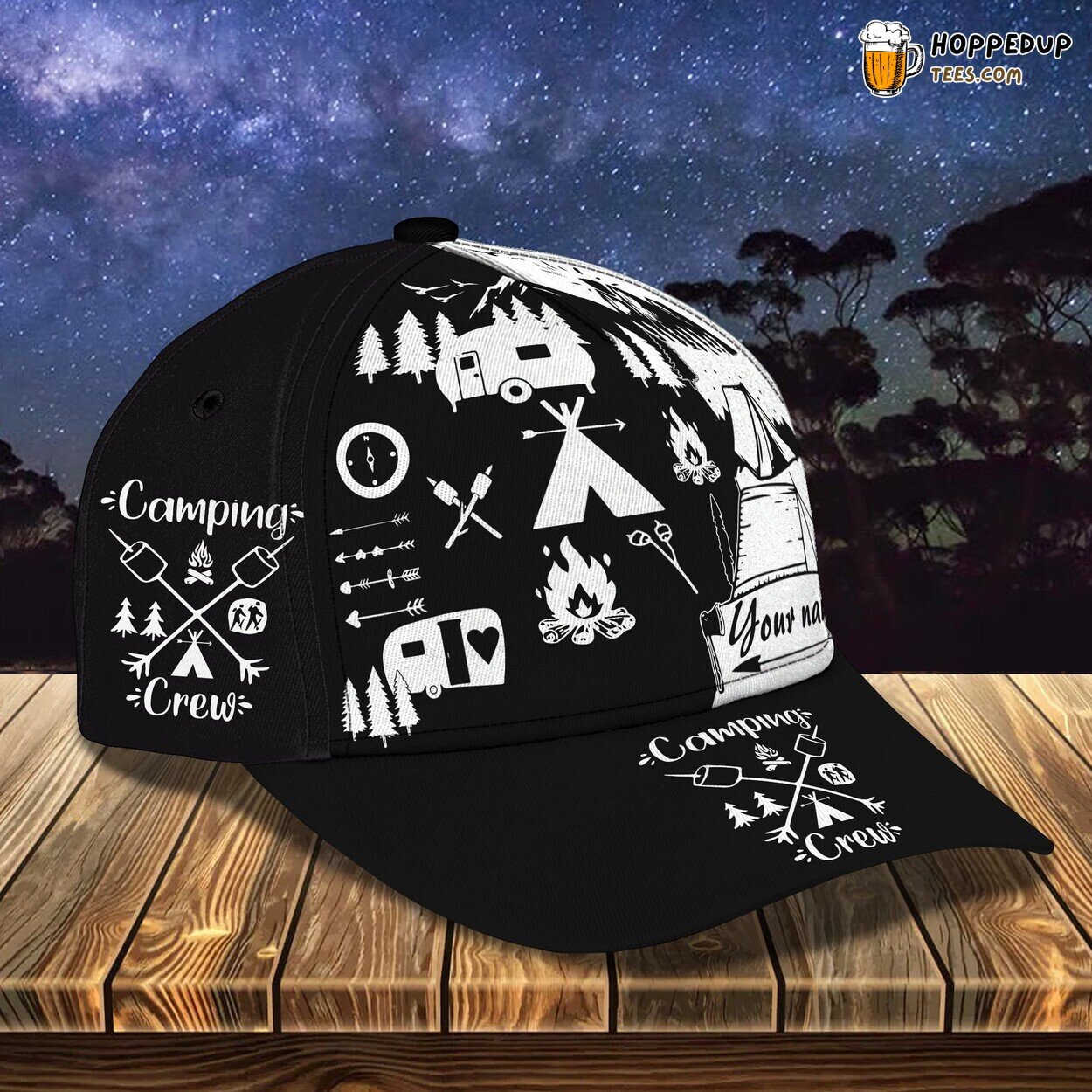 Camping Design Classic 3D Cap Personalized Name Unique Premium Edition Series