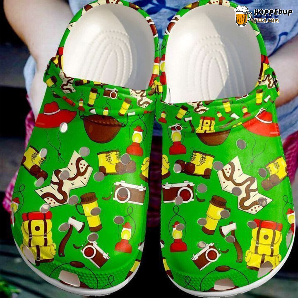 Camping Elements Inspired Comfortable Clogs Outdoor Adventure Themed Shoes