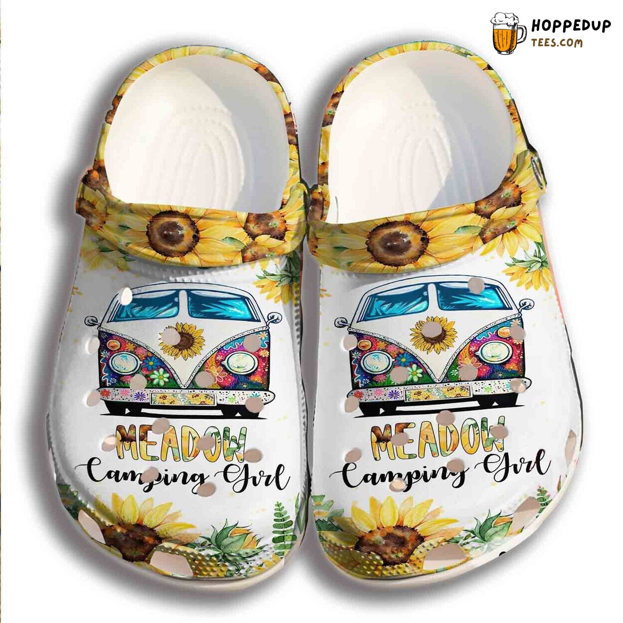 Camping Girl Sunflower Hippie Birthday Gift Niece Daughter Clogs