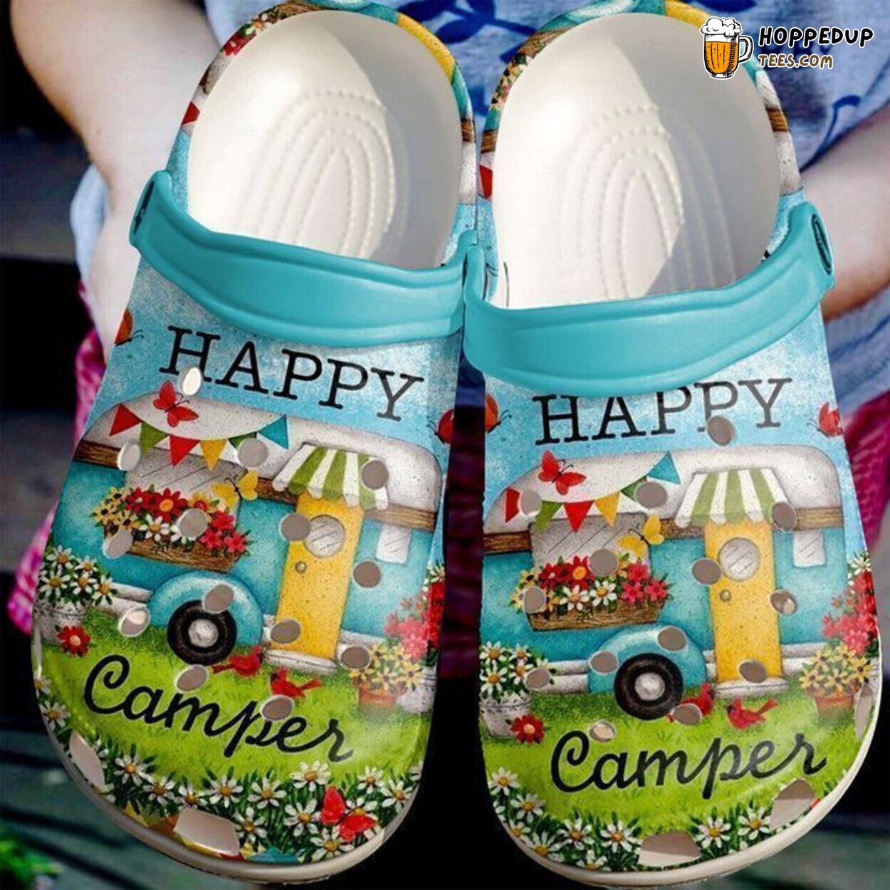 Camping Happy Camper Inspired Classic Comfortable Clogs Outdoor Design