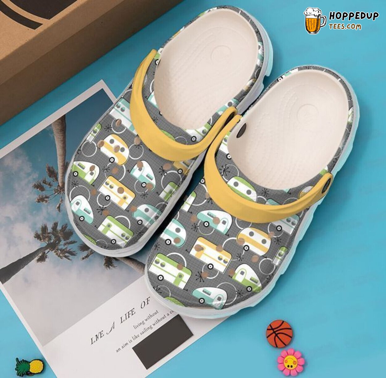 Camping Happy Campers Theme Classic Comfortable Clogs Shoes Outdoor Design