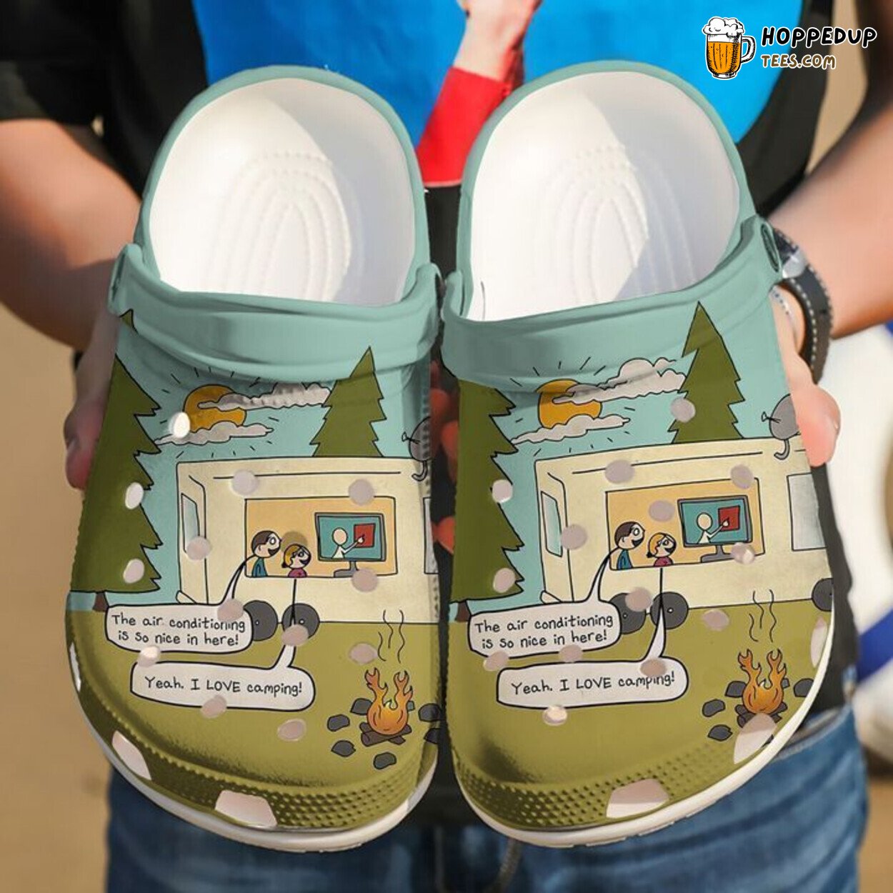Camping I Love Theme Classic Comfortable Unique Clogs Shoes Design