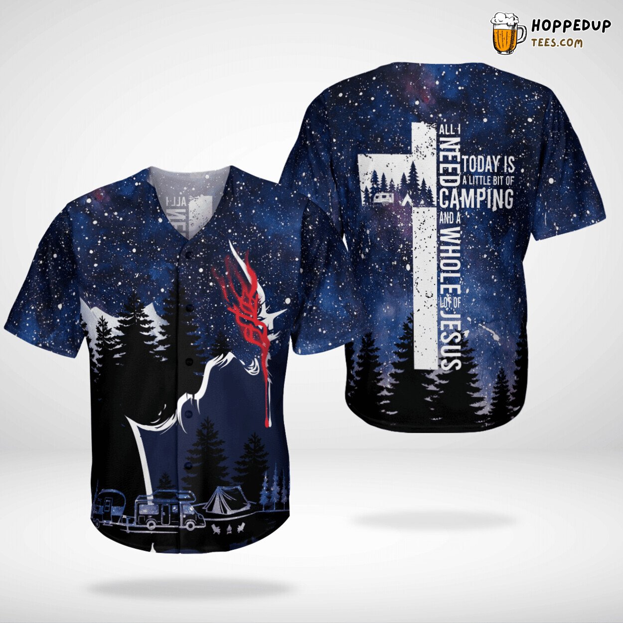 Camping Inspiration Jesus Themed Baseball Jersey Unique Distinctive Design