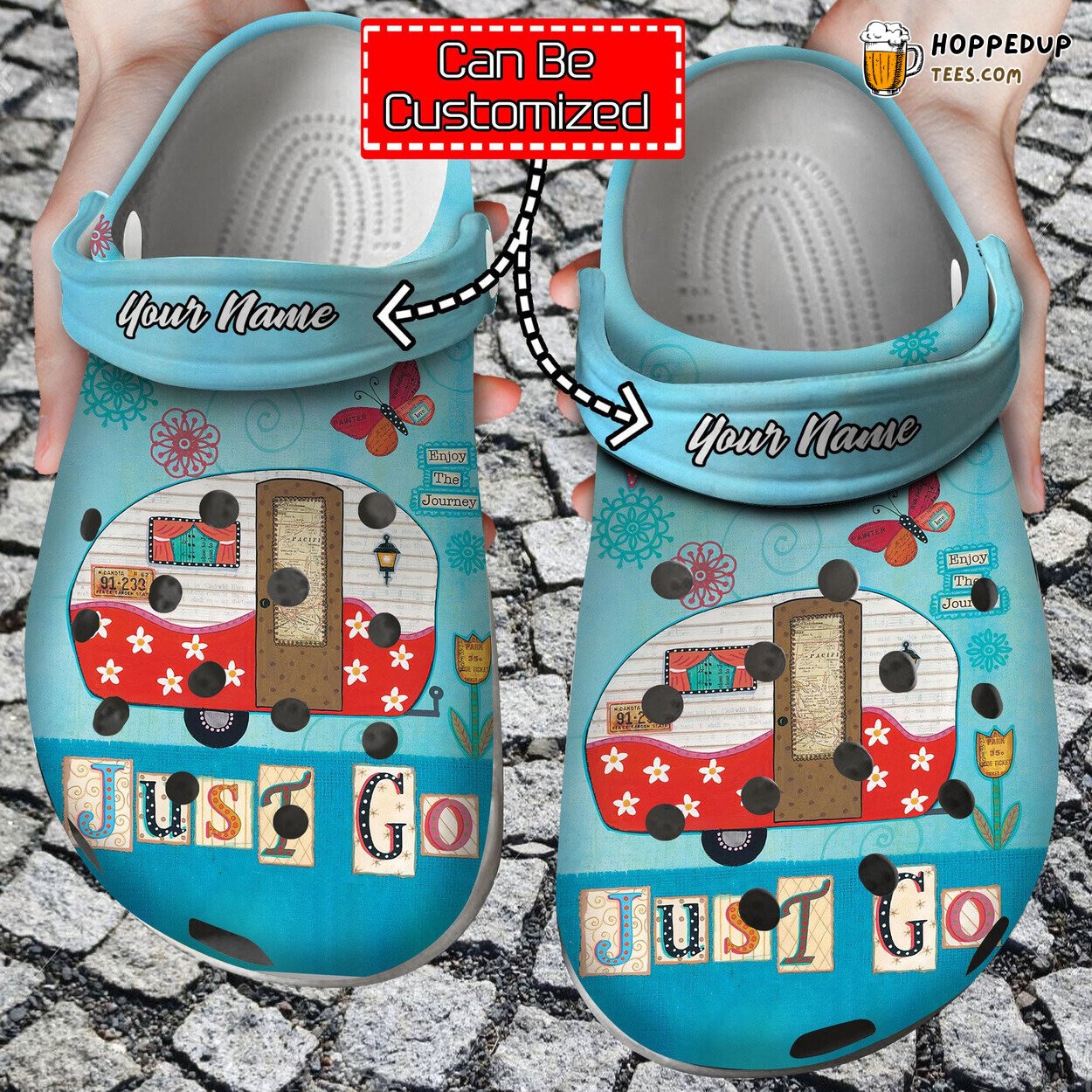 Camping Just Go Summer Happy Camper Themed Comfortable Clogs Shoes