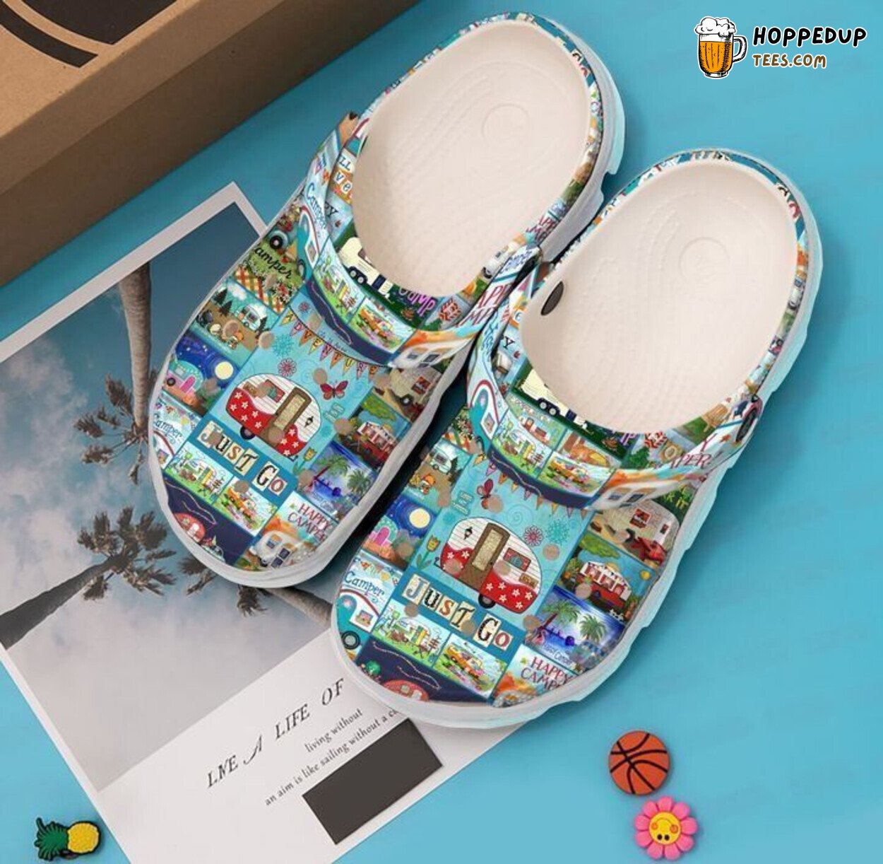 Camping Just Go Themed Comfortable Clog Shoes Outdoor Adventure Inspired