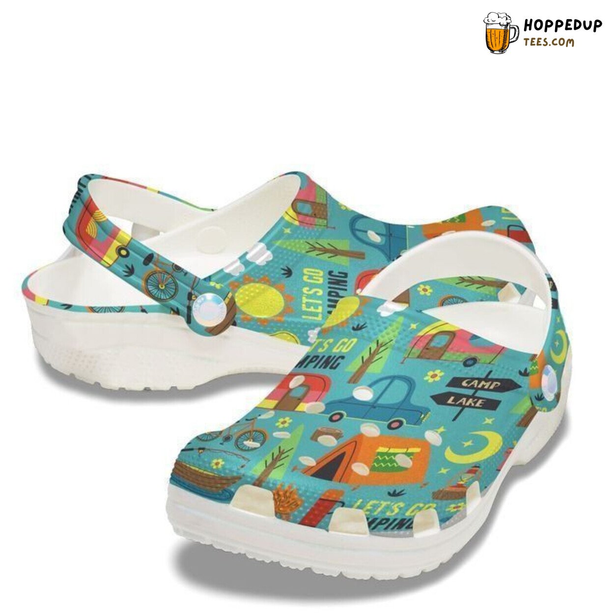 Camping Lets Go Themed Comfortable Clog Shoes Outdoor Adventure Inspired