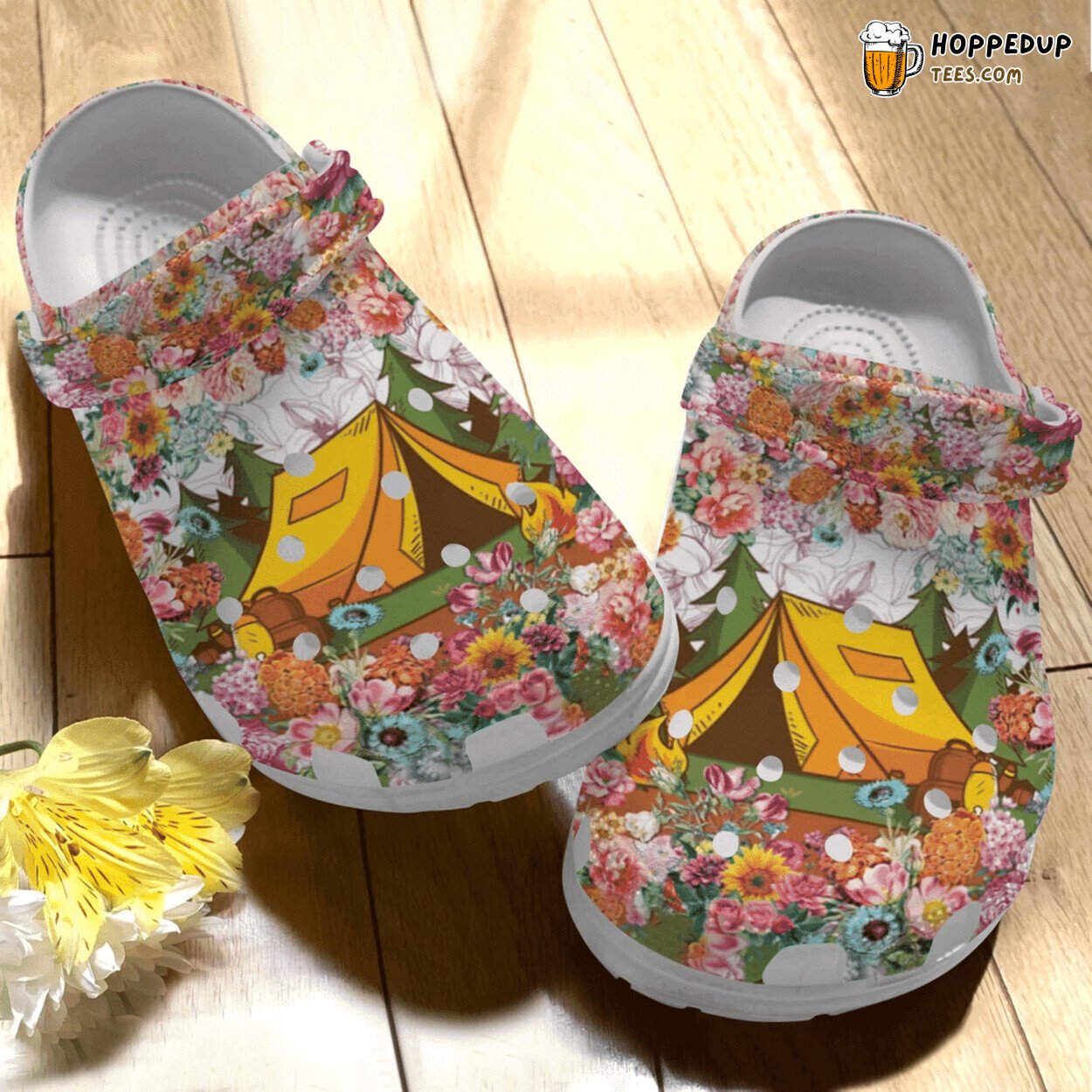 Camping Lover Flower Theme Lover Gift Comfortable Rubber Clogs