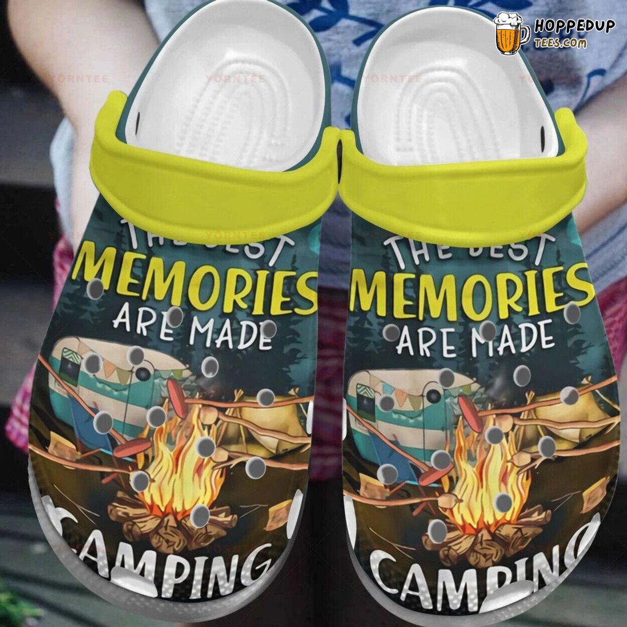 Camping Lovers Best Memories Made Themed Rubber Clog Shoes Comfort Wear