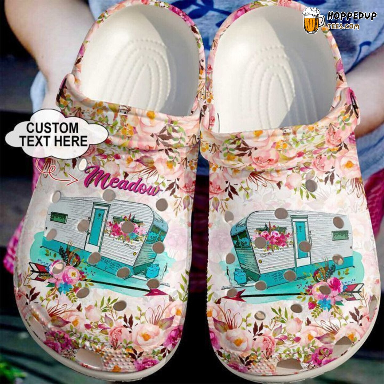 Camping Personalized Happy Camper Theme Comfortable Clog Shoes Unique Design