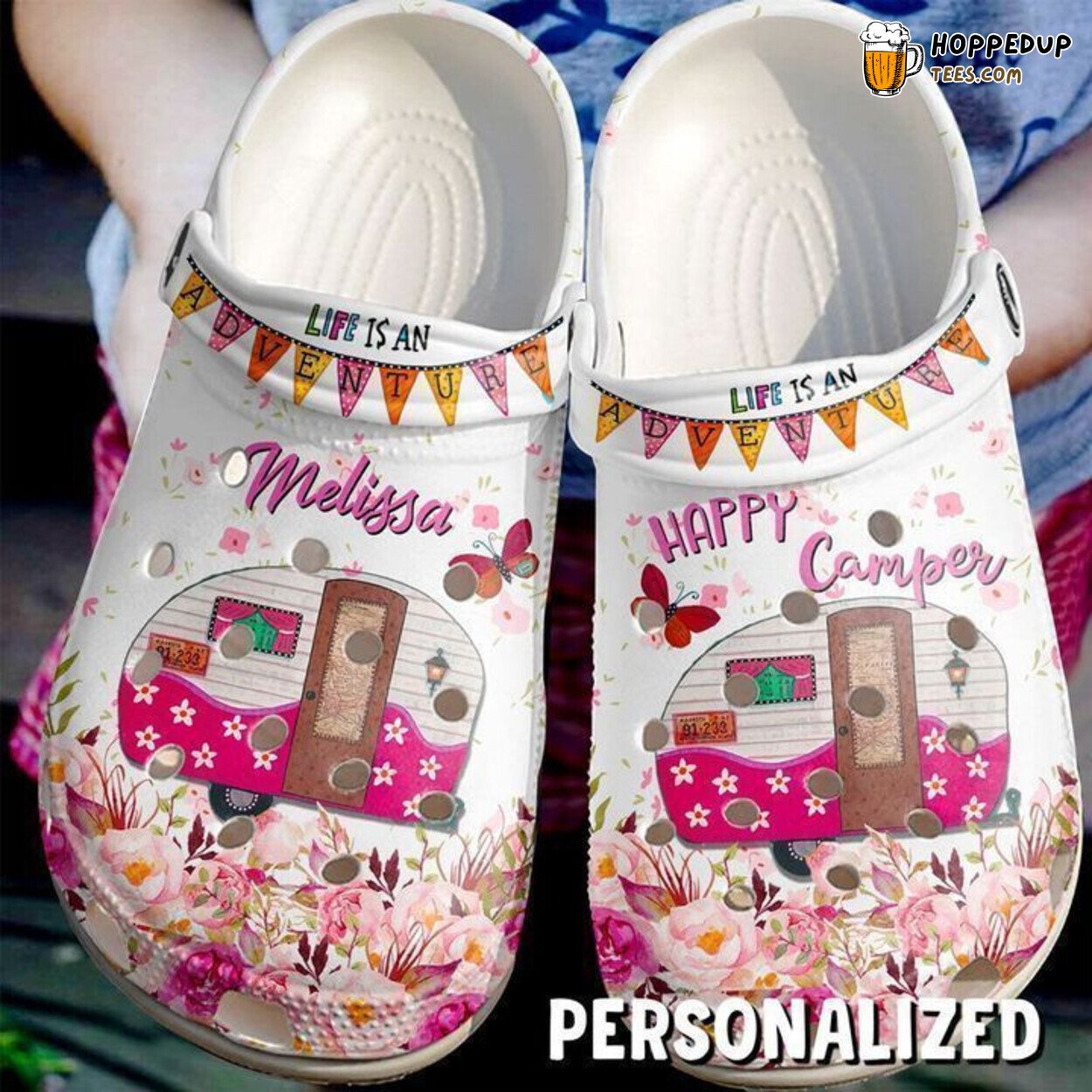 Camping Personalized Happy Camper Themed Comfortable Clog Shoes Unique