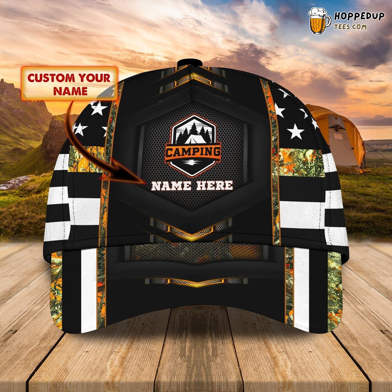 Camping Personalized Name Classic 3D Cap Unique Premium Edition Series Look