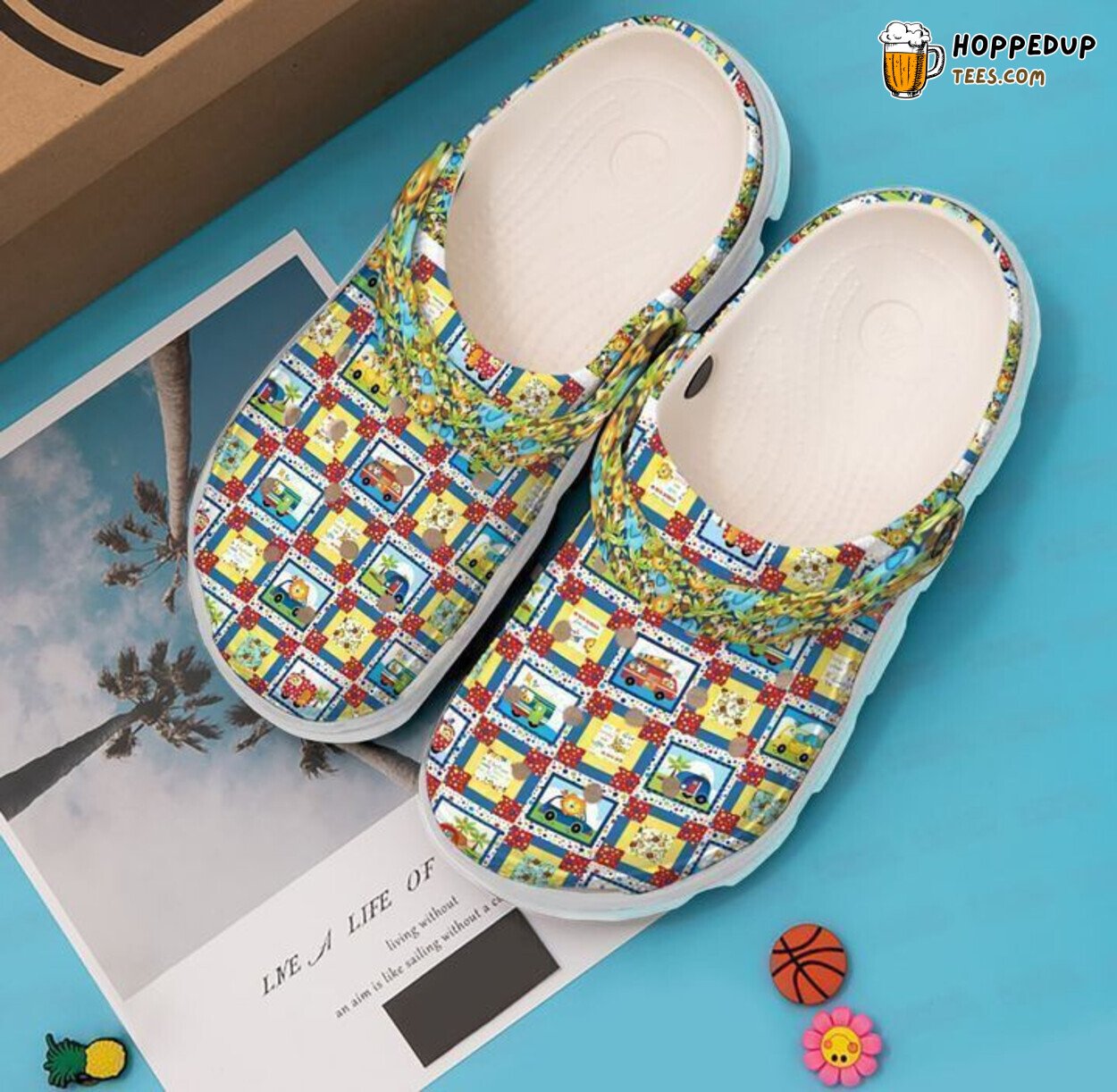 Camping Quilt Inspired Classic Clogs Outdoor Adventure Themed Shoes