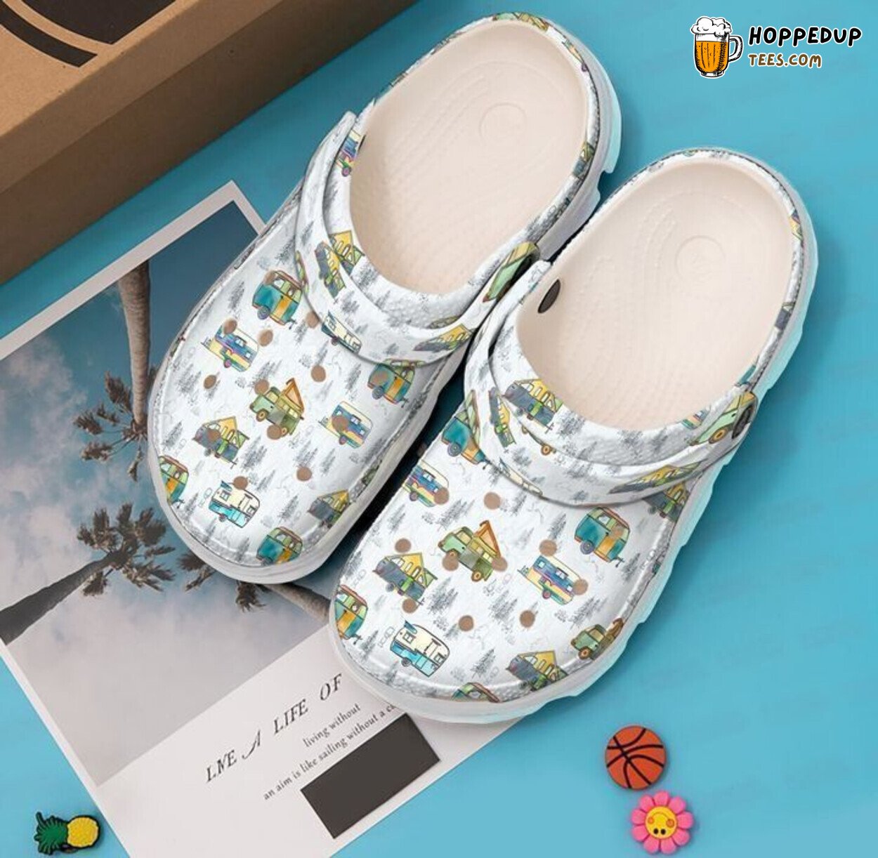 Camping RV Campers Theme Comfortable Clog Shoes Unique Outdoor Adventure