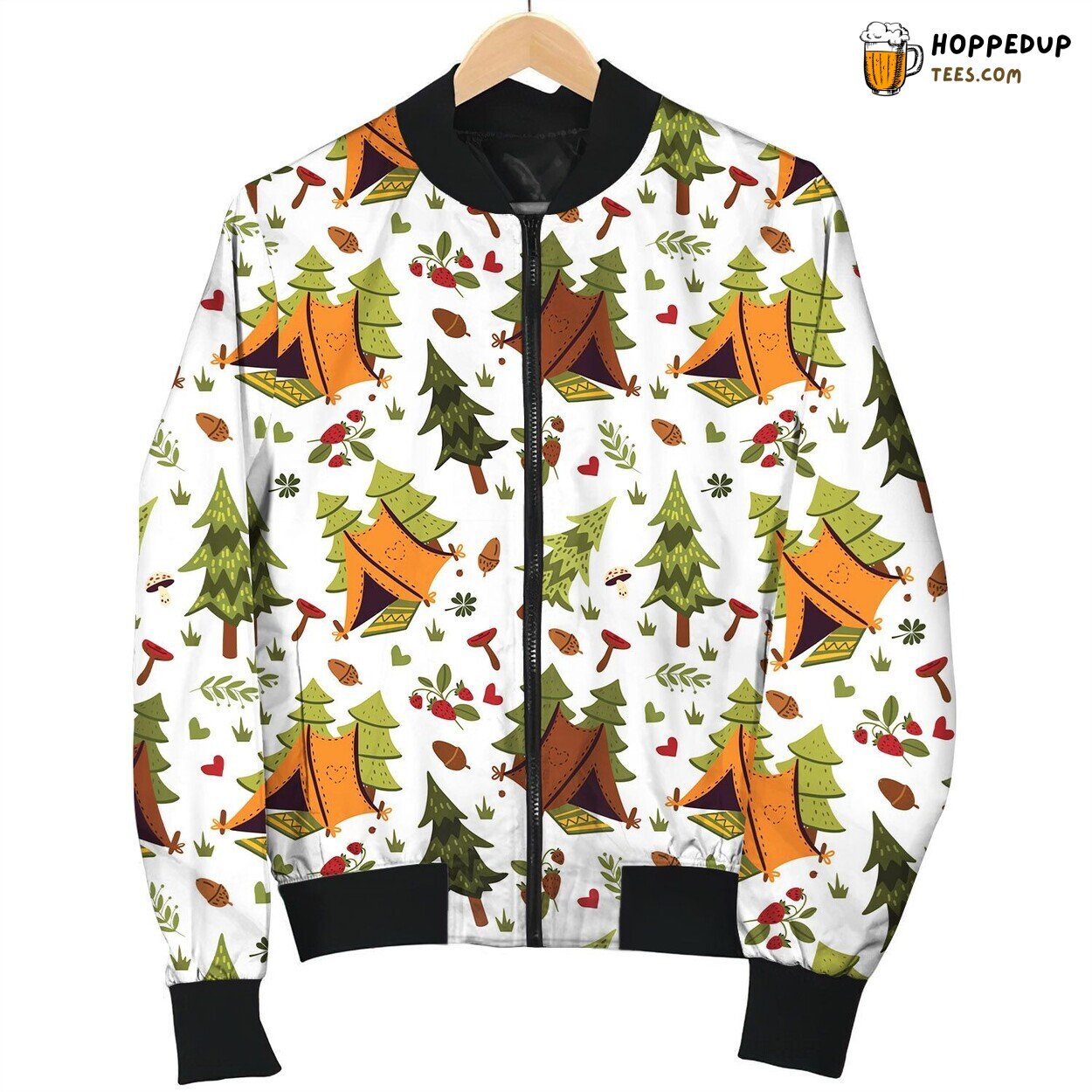 Camping Scene Adventure Winter Bomber Jacket Outdoor Enthusiast Wear