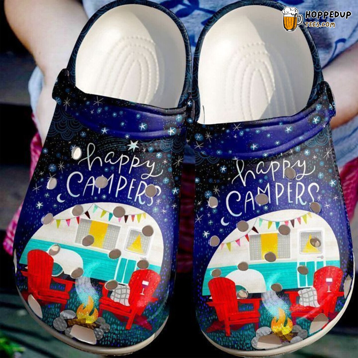 Camping Starry Camper Theme Classic Comfortable Clogs Shoes Outdoor Inspired