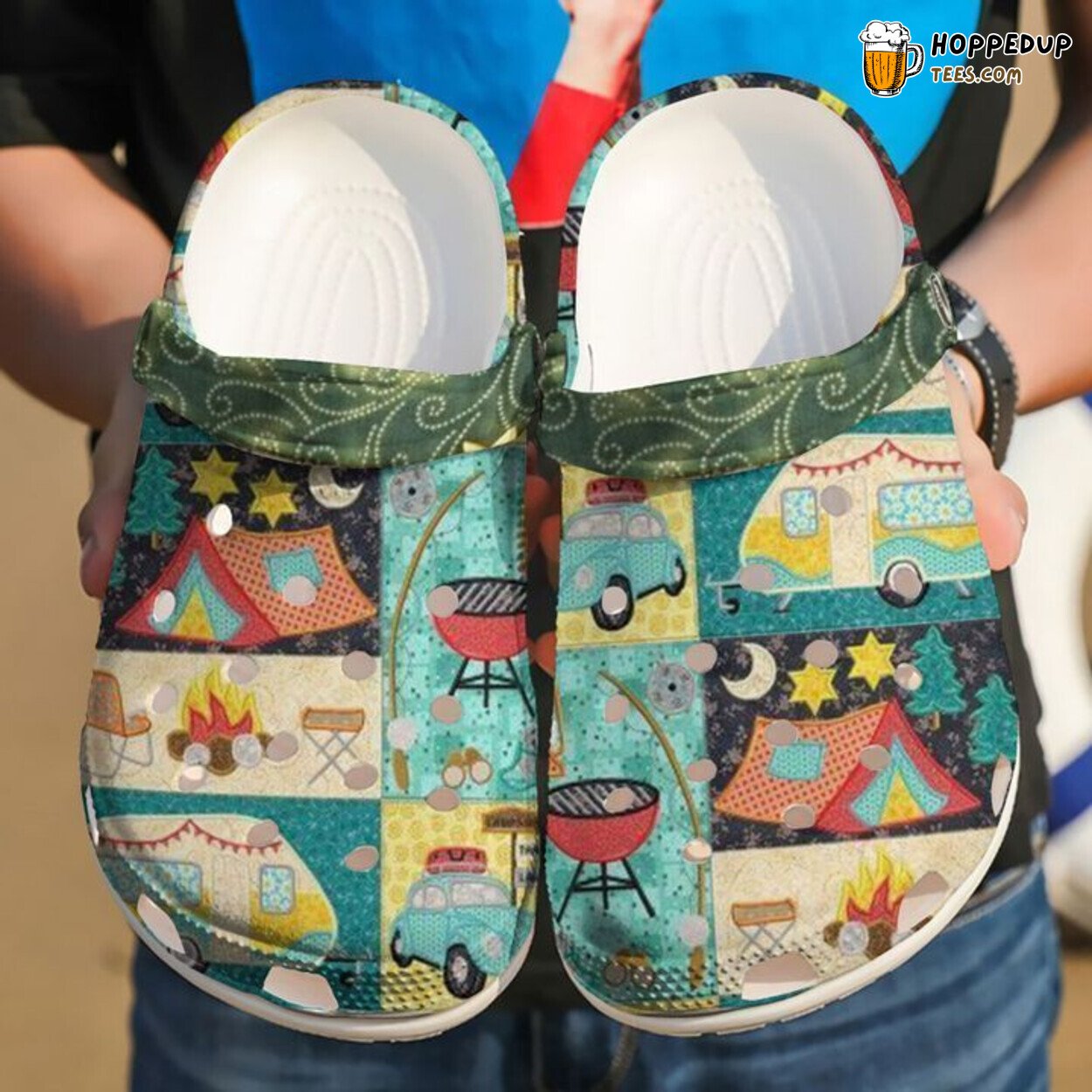 Camping Vibe Themed Classic Comfortable Clogs Shoes Outdoor Adventure Style