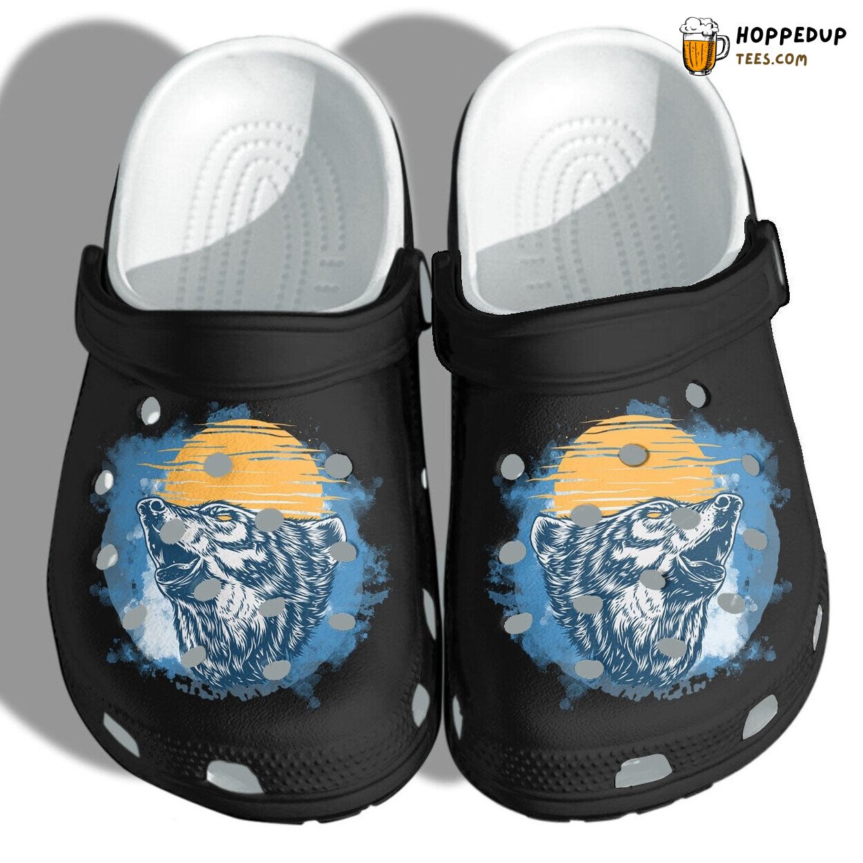 Camping Wolf Moon Lover Gift Comfortable Clog Shoes Design