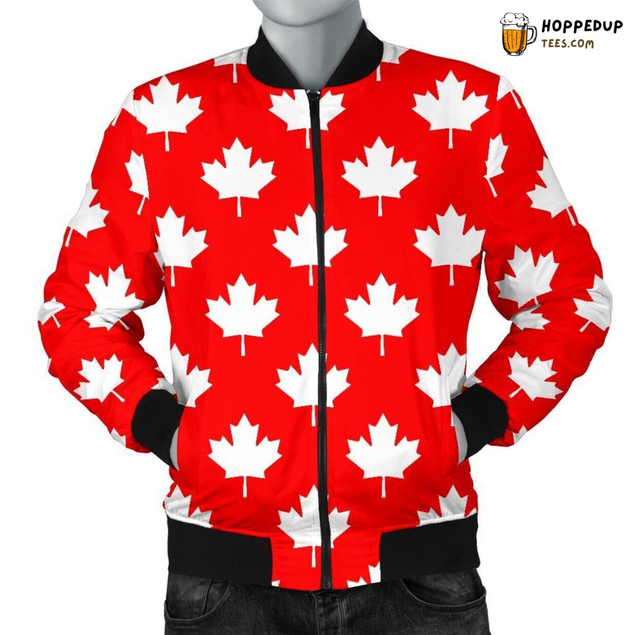 Canada’s Iconic Love Tribute Men’s Bomber Jacket Distinct Pattern Display