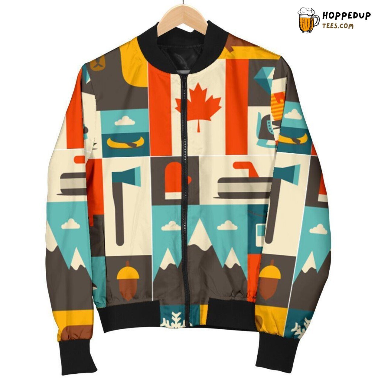 Canadian Essence Tribute Men’s Bomber Jacket Unique Pattern Design Display Canadian Essence Tribute Men’s Bomber Jacket Unique Pattern Design Display