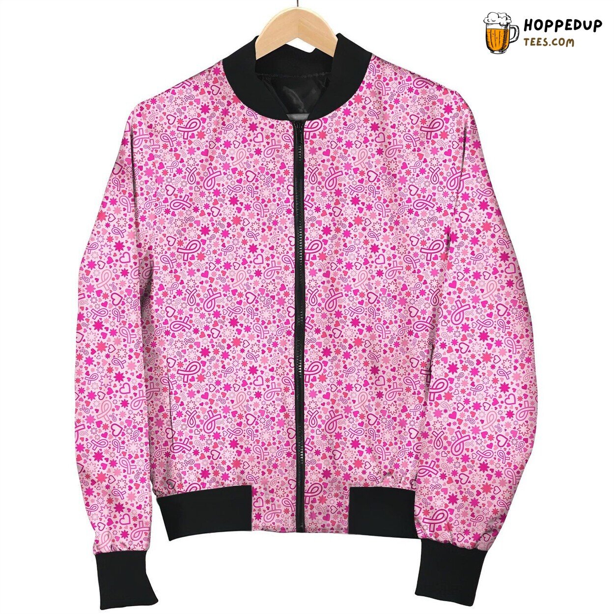 Cancer Zodiac Heart Design Winter Bomber Jacket Celestial Love Theme