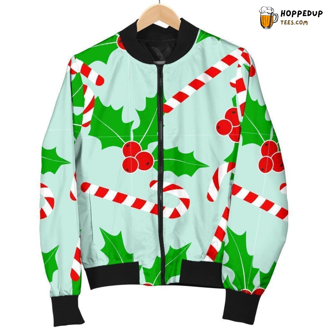 Candy Cane Christmas Delight Men’s Bomber Jacket Unique Pattern Essence