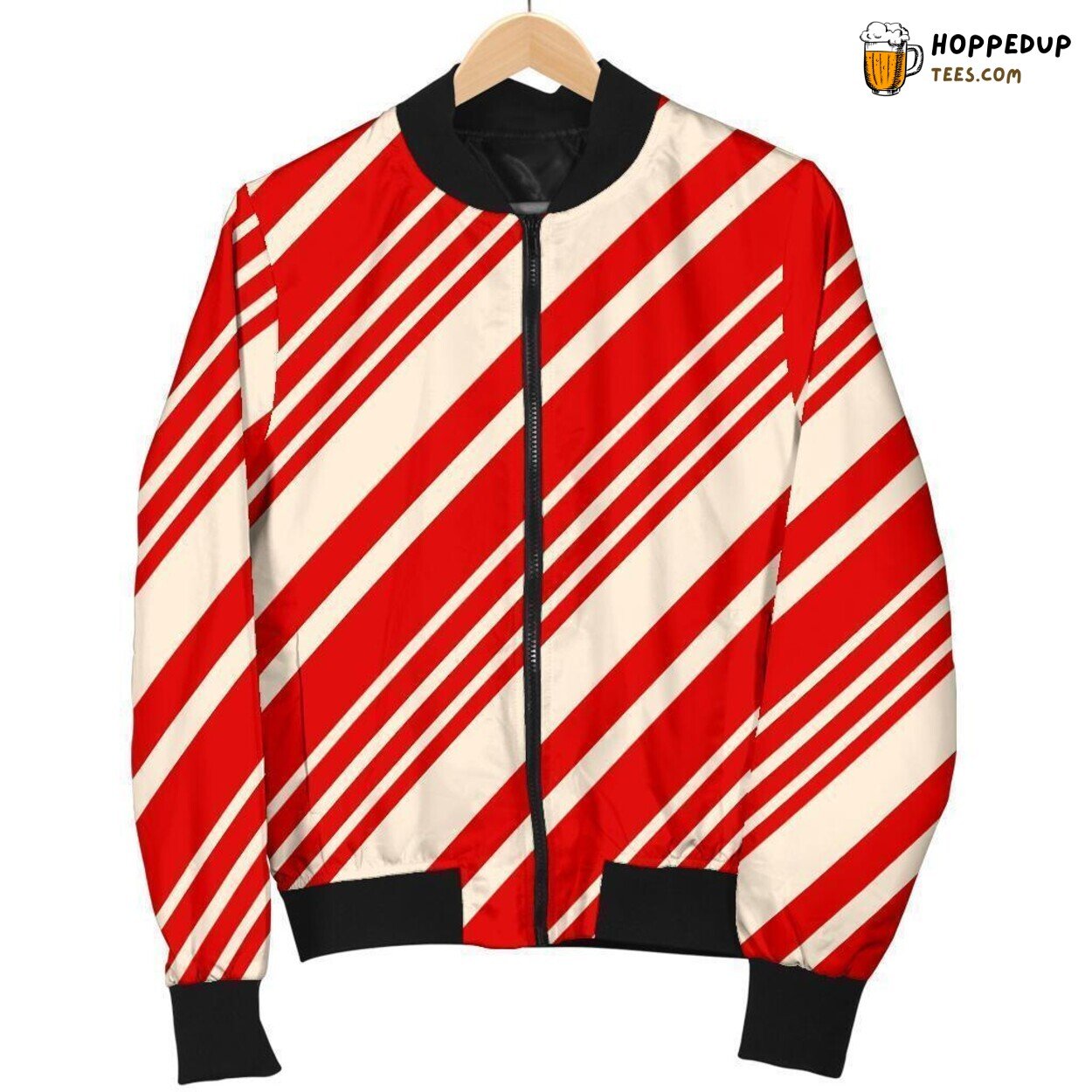 Candy Cane Holiday Delight Men’s Bomber Jacket Festive Sweet Design Tribute
