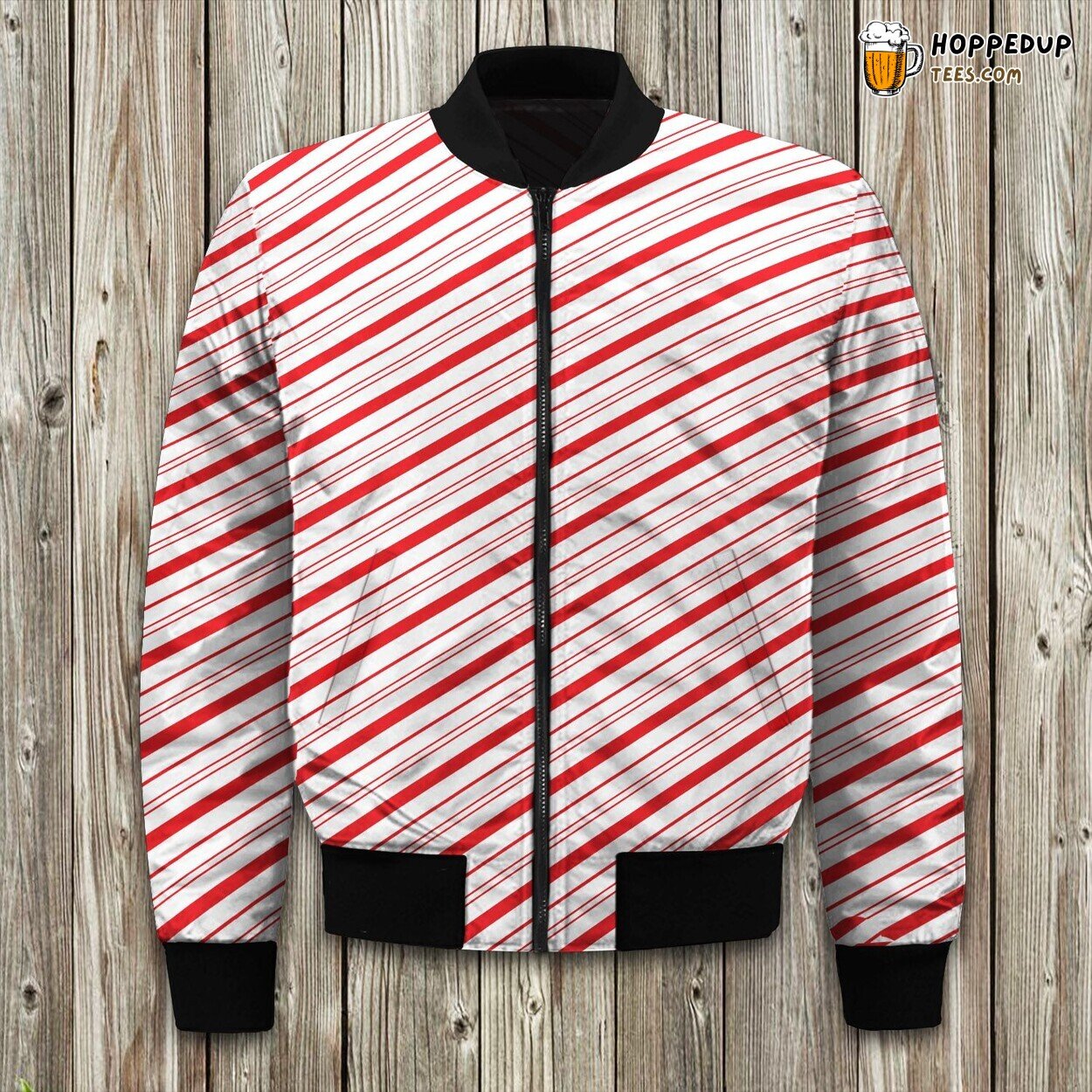 Candy Cane Stripes Bomber Jacket