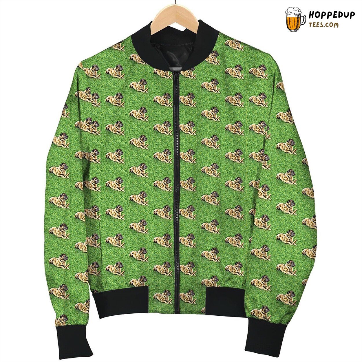 Cane Corso Green Pattern Bomber Jacket