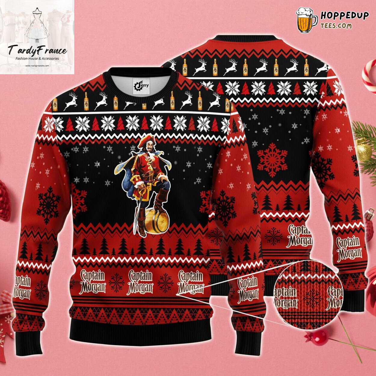 Captain Morgan Themed Ugly Sweater Festive Christmas Gift Xmas Party Apparel