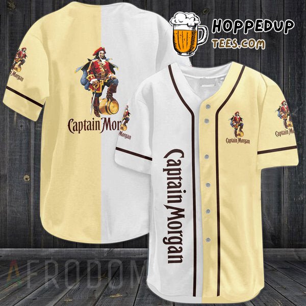 Captain Morgan Themed White Beige Baseball Jersey Unique Design Distinctive