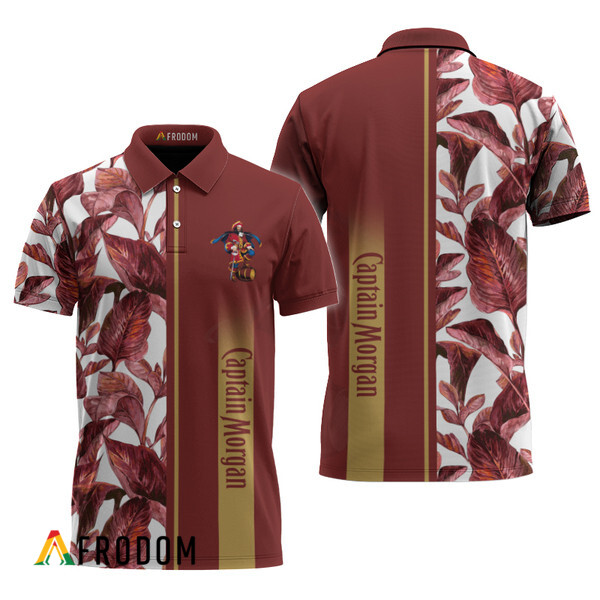 Captain Morgan Tropical Palm Hawaiian Polo Shirt HU Captain Morgan Tropical Palm Hawaiian Polo Shirt HU
