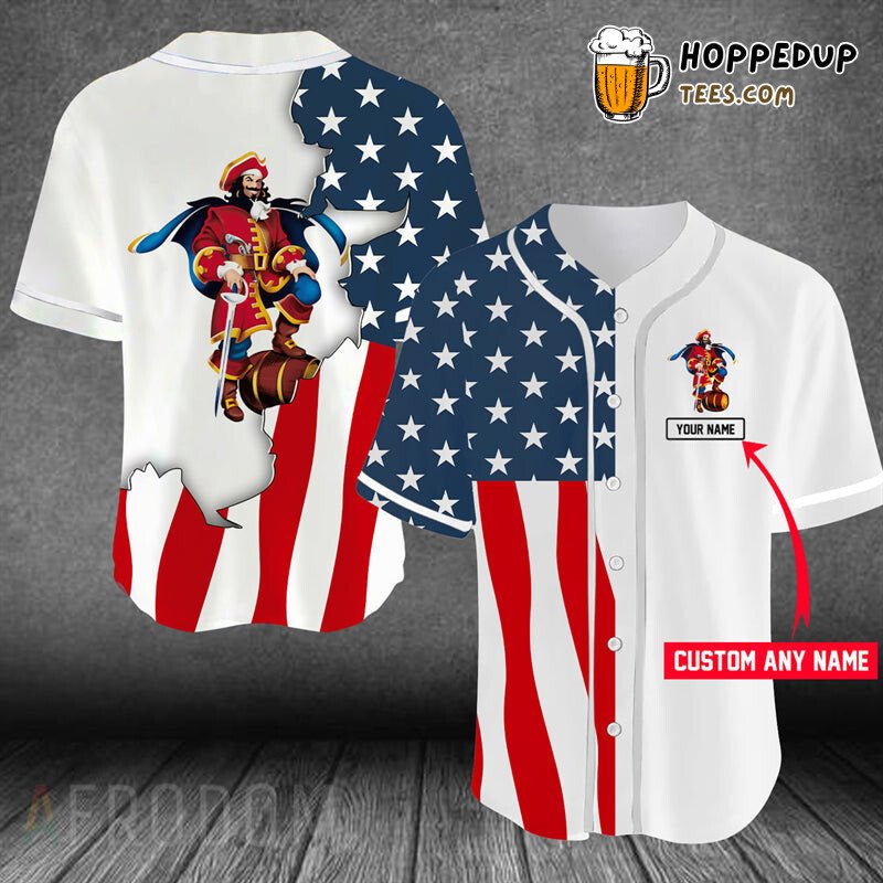 Captain Morgan US Flag Inspired Personalized Unique Baseball Jersey