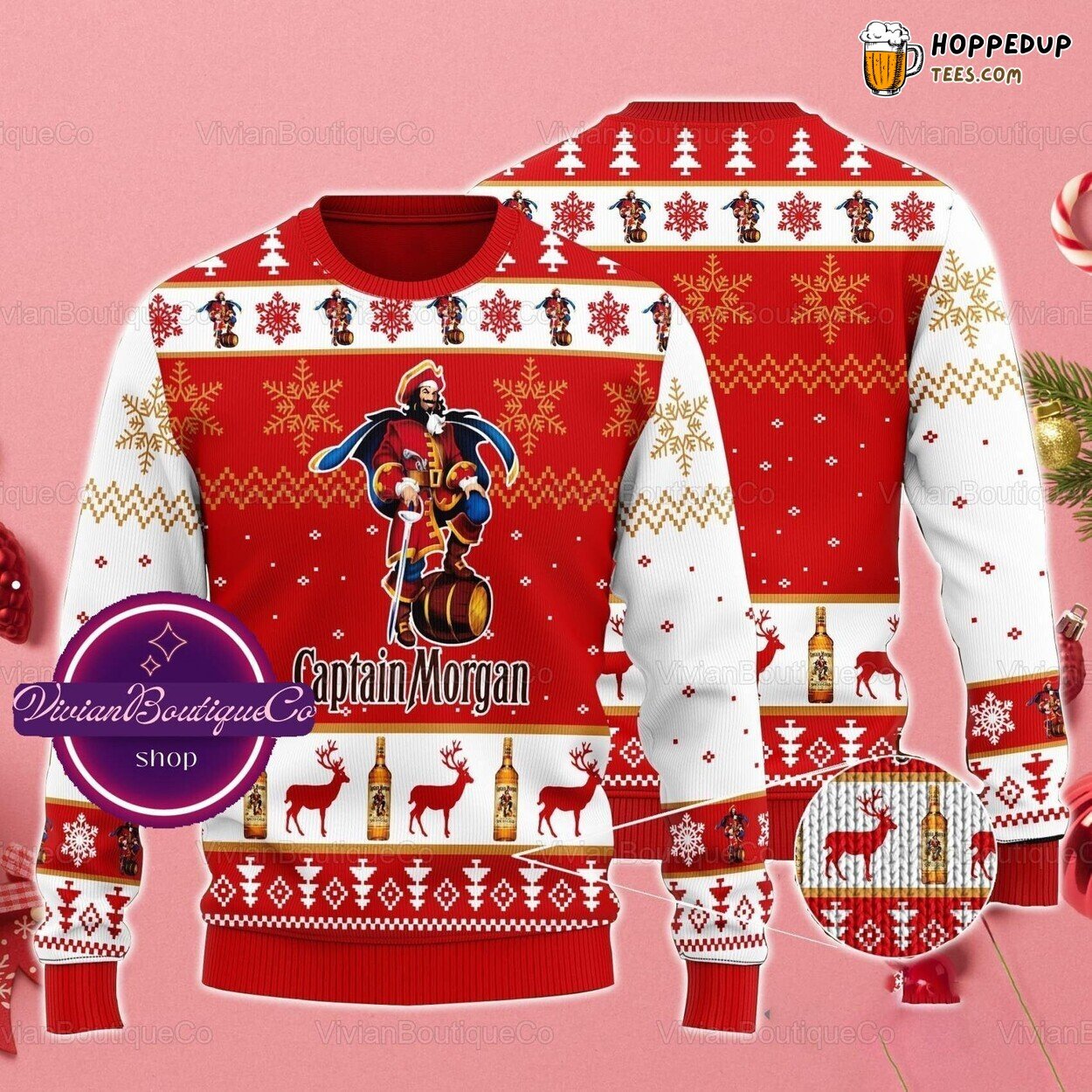 Captain Morgan Whiskey Themed Ugly Christmas Sweater Festive Gift Idea
