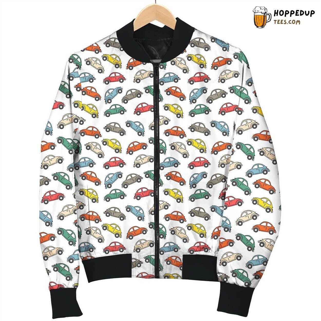 Car MultiColor Print Bomber Winter Jacket for Automotive Fans