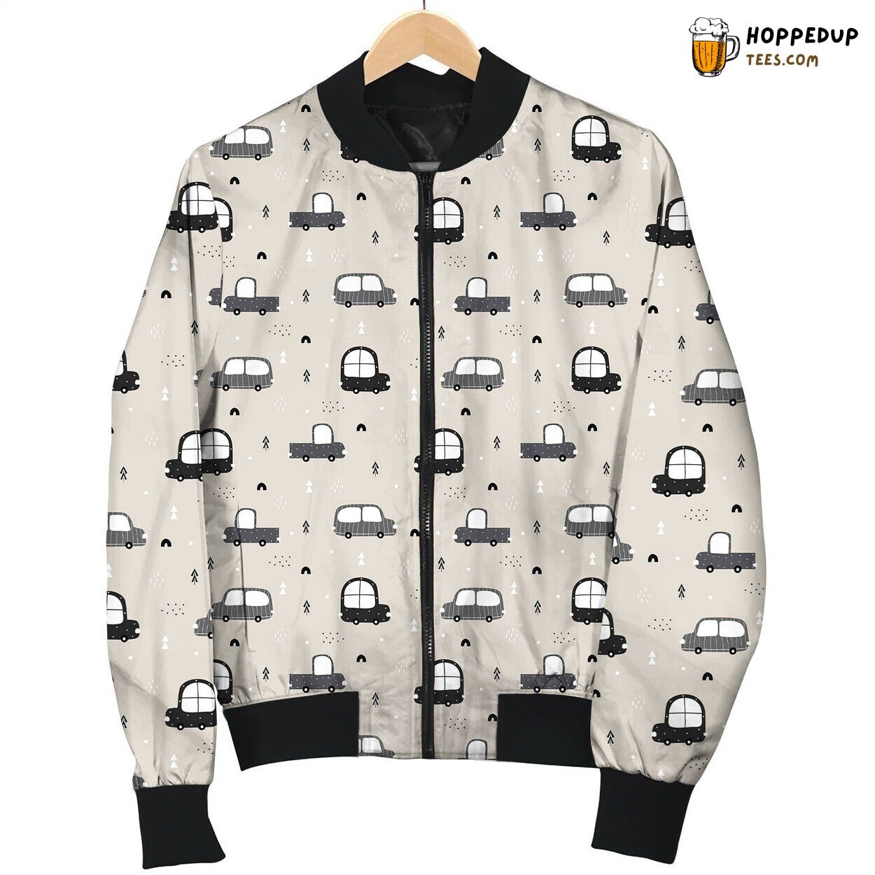 Car On Grey Pattern Bomber Jacket