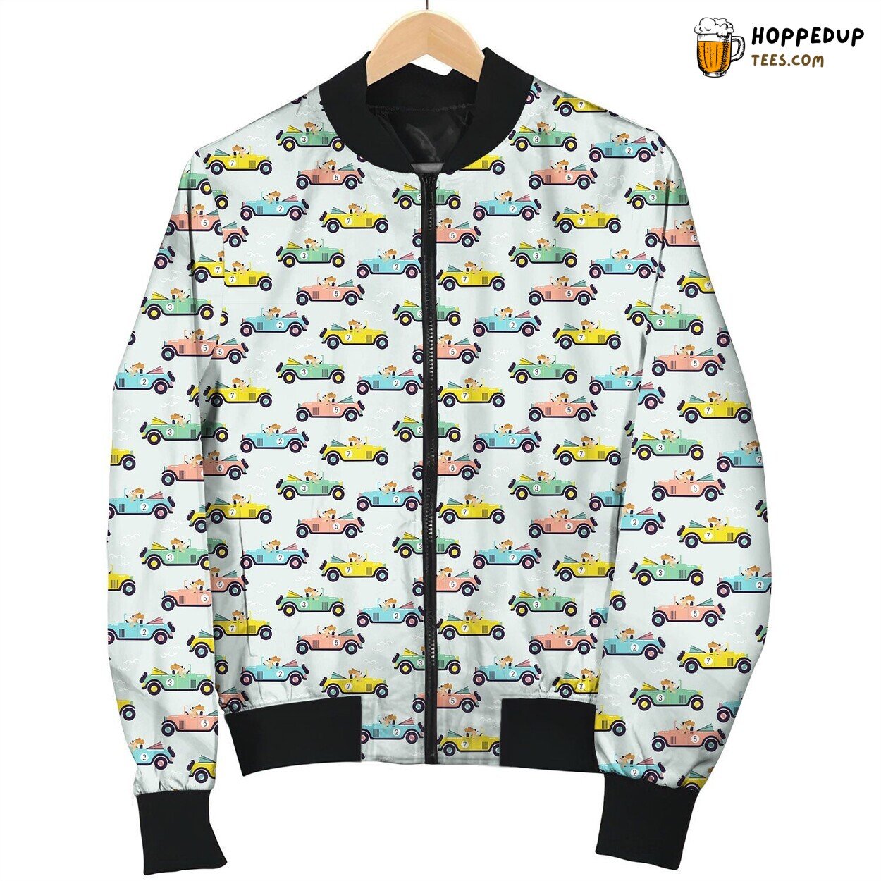 Car Racing Cute Dog Bomber Jacket