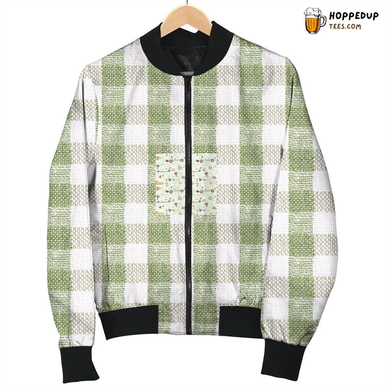 Car Racing On Mint Green Background Bomber Jacket