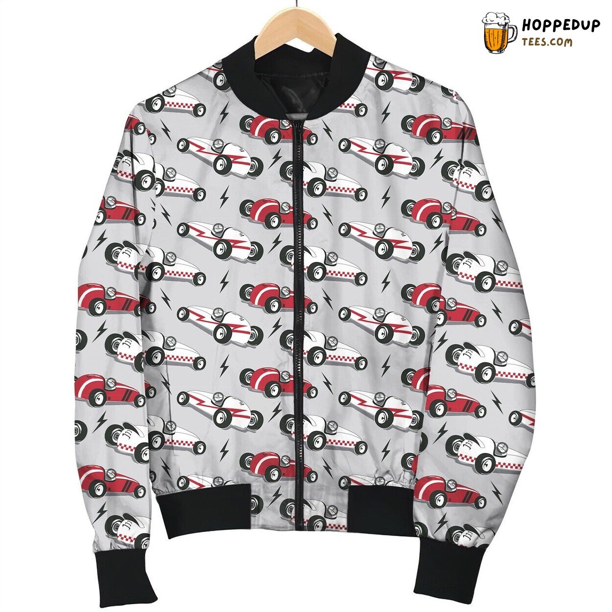 Car Racing Red And White Bomber Jacket