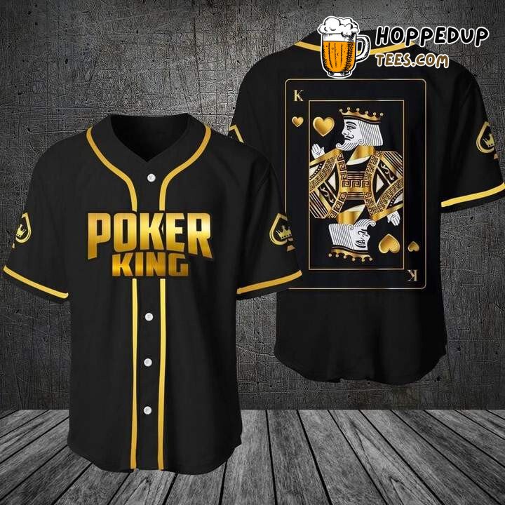 Card Game Poker King Black 3D Printed Baseball Jersey Gambler