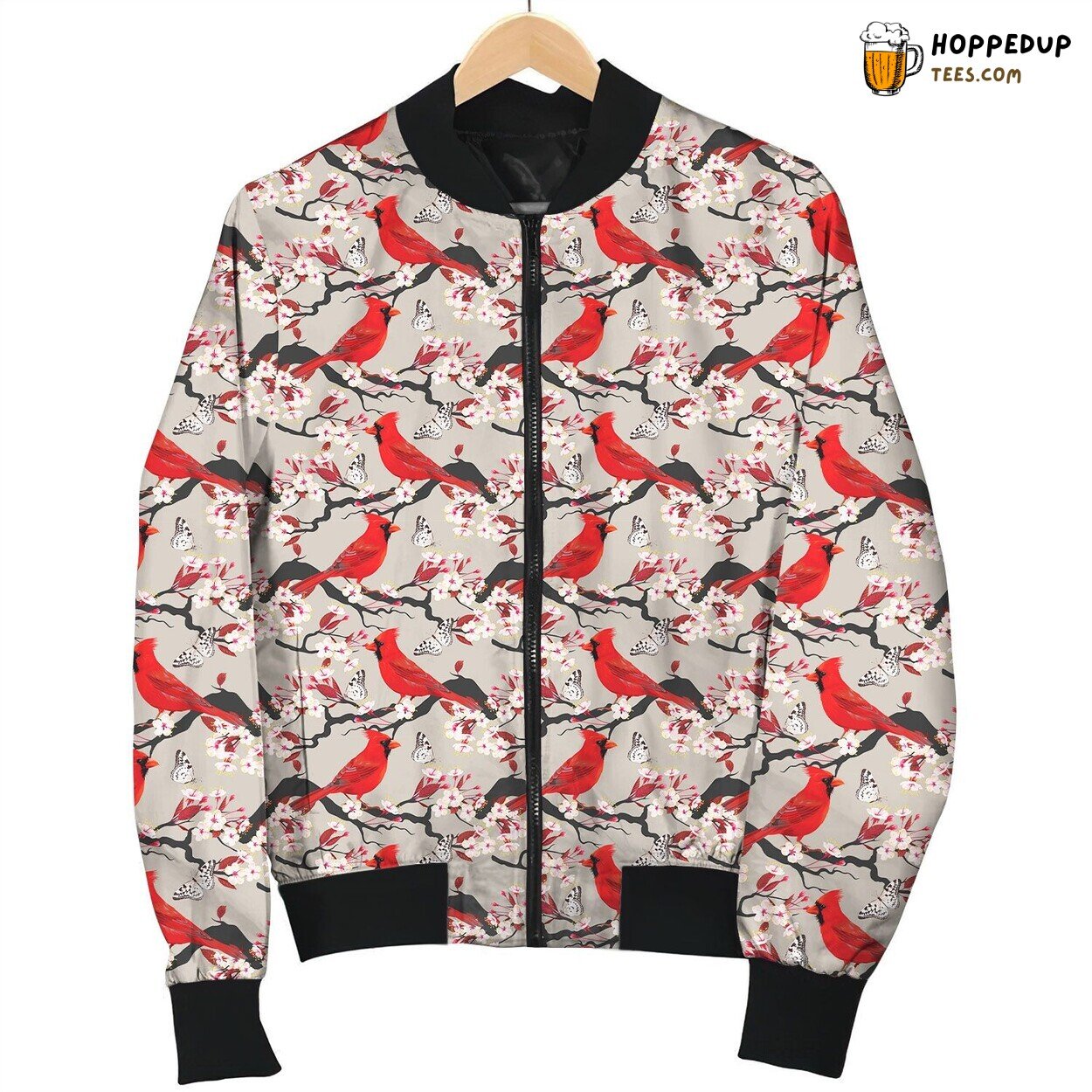 Cardinal Flower And Butterfly Bomber Jacket
