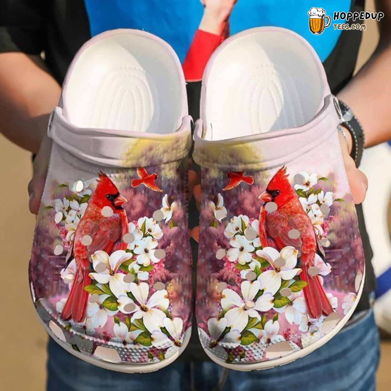 Cardinal Flower Theme Comfortable Clog Shoes Unique Nature Inspired Design
