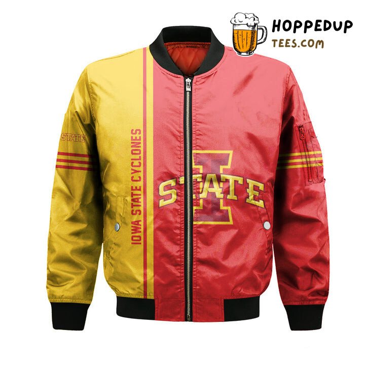 Cardinal Orange Bomber Jacket NCAA Iowa State Cyclones Personalized Cardinal Orange Bomber Jacket NCAA Iowa State Cyclones Personalized