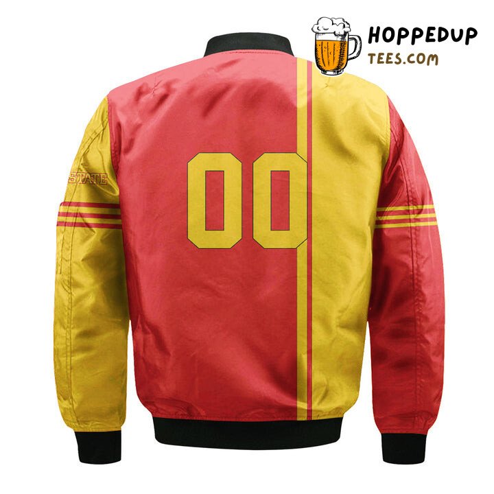 Cardinal Orange Bomber Jacket NCAA Iowa State Cyclones Personalized