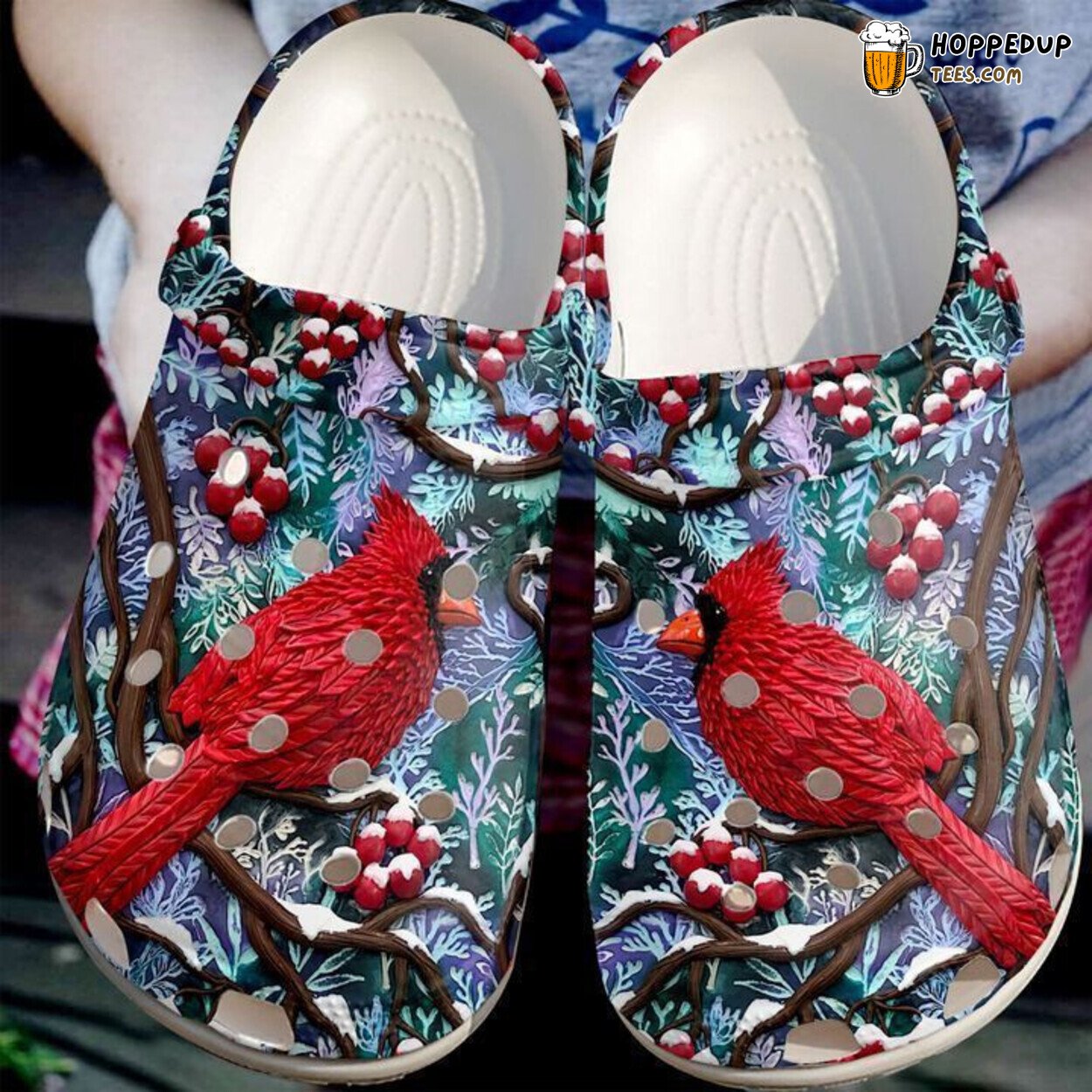 Cardinal Pretty Themed Comfortable Clog Shoes Unique Bird Lovers Design