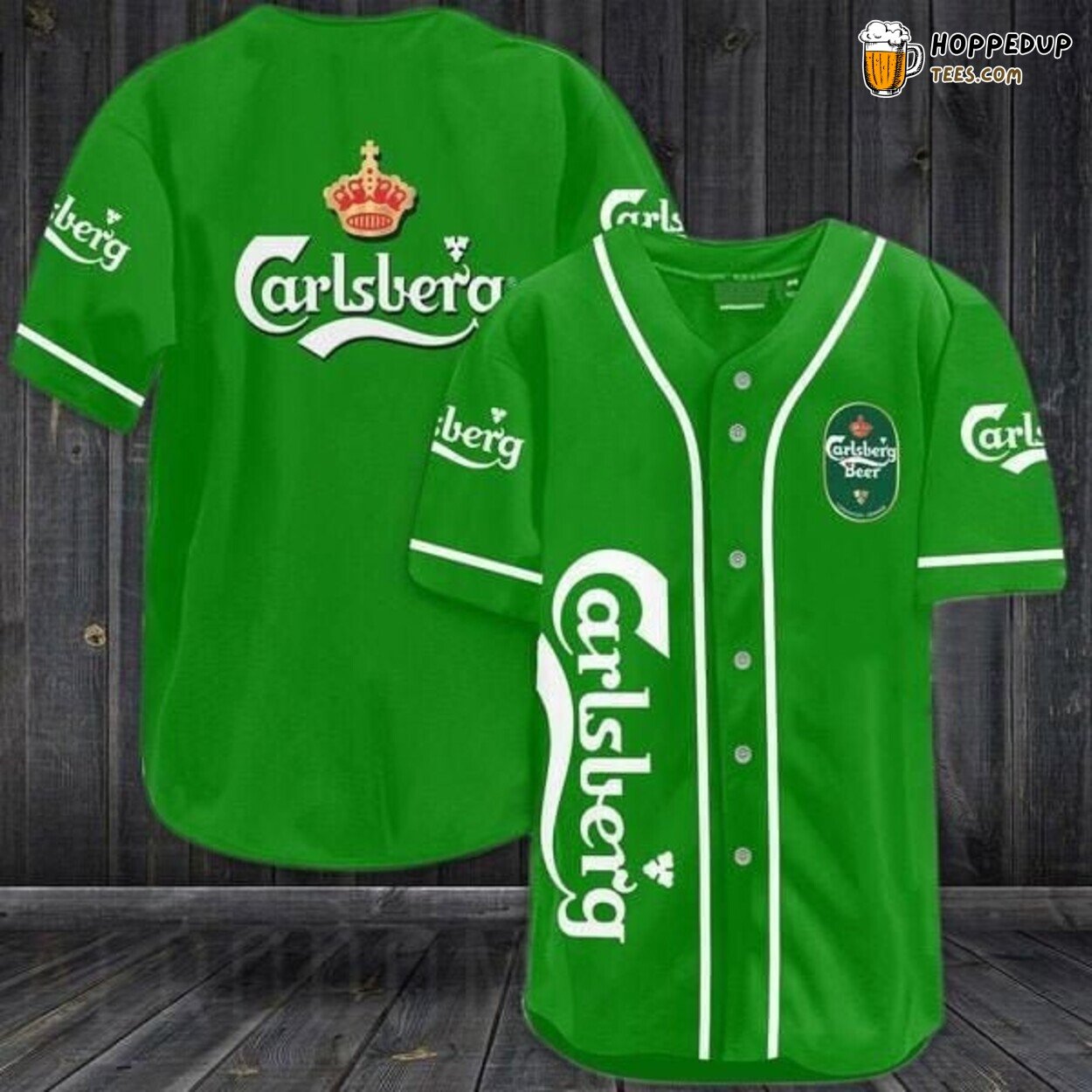 Carlsberg Beer Green Classic Brand Baseball Jersey Brewery Apparel