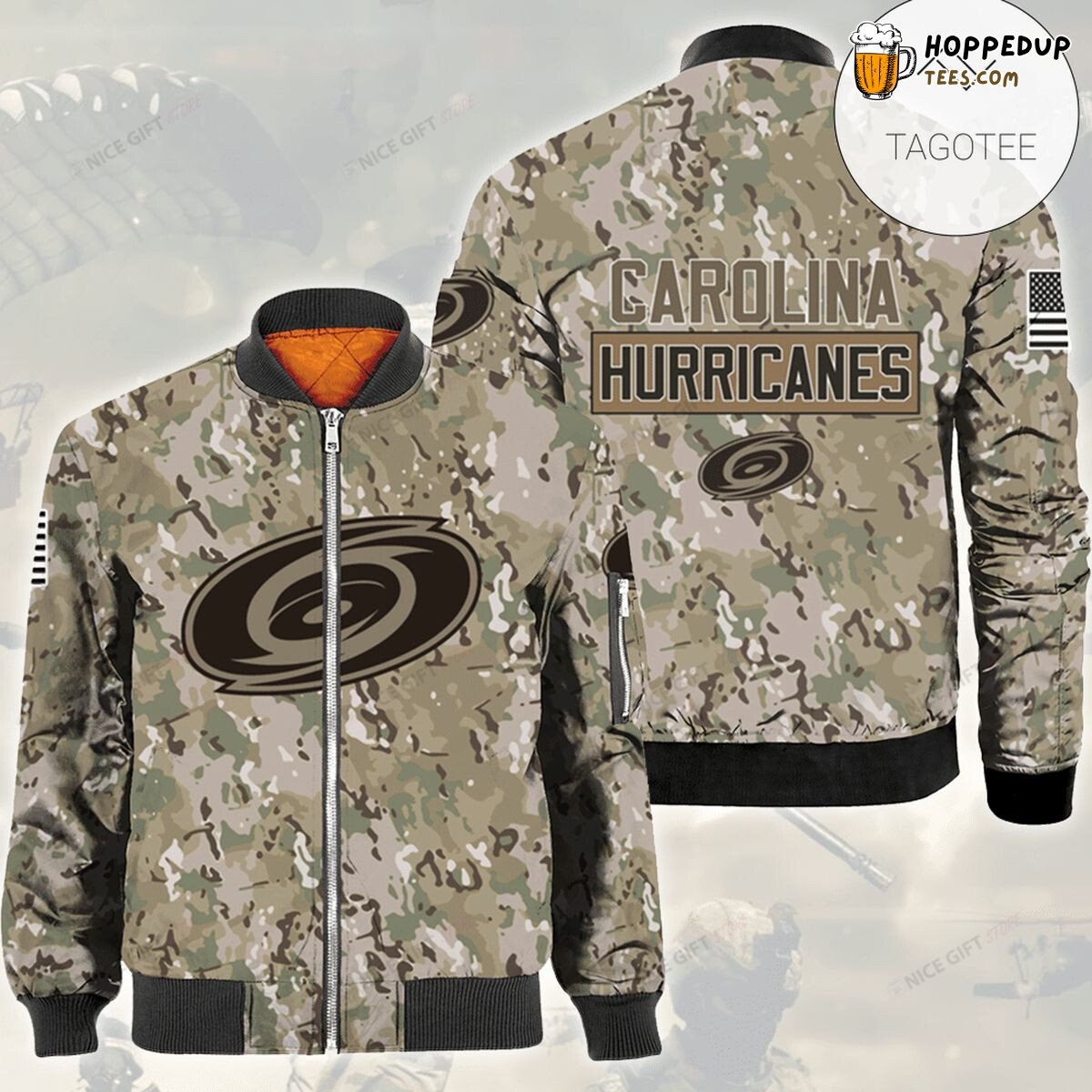 Carolina Hurricanes NHL Camouflage Enthusiast Bomber Jacket Fit