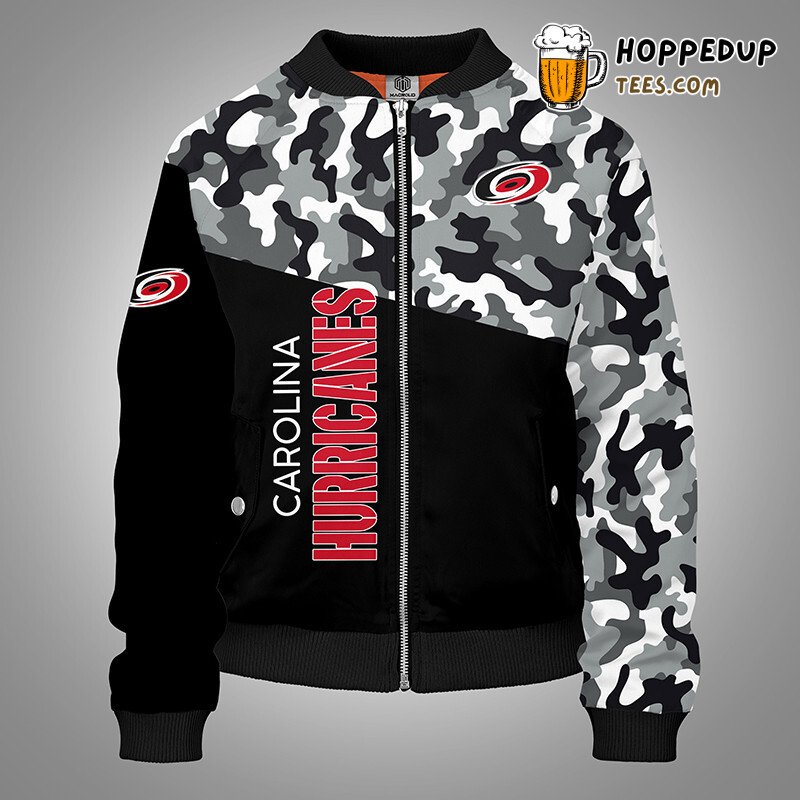 Carolina Hurricanes NHL Stealth Camo Black Bomber Jacket Series