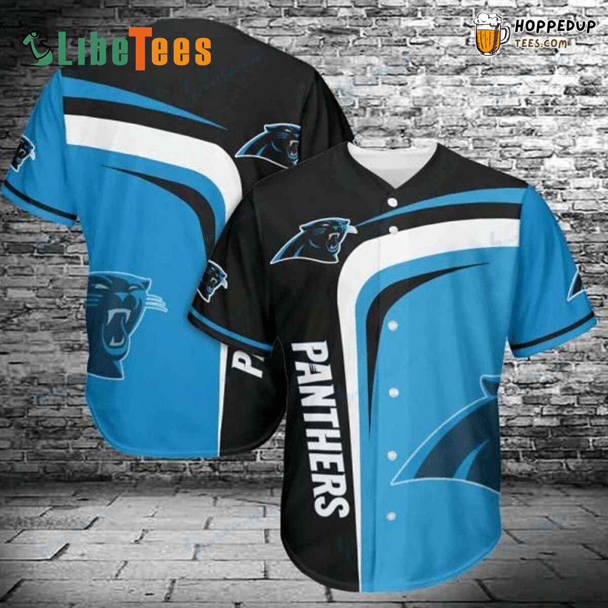 Carolina Panthers Baseball Jersey Black Blue Simple Style