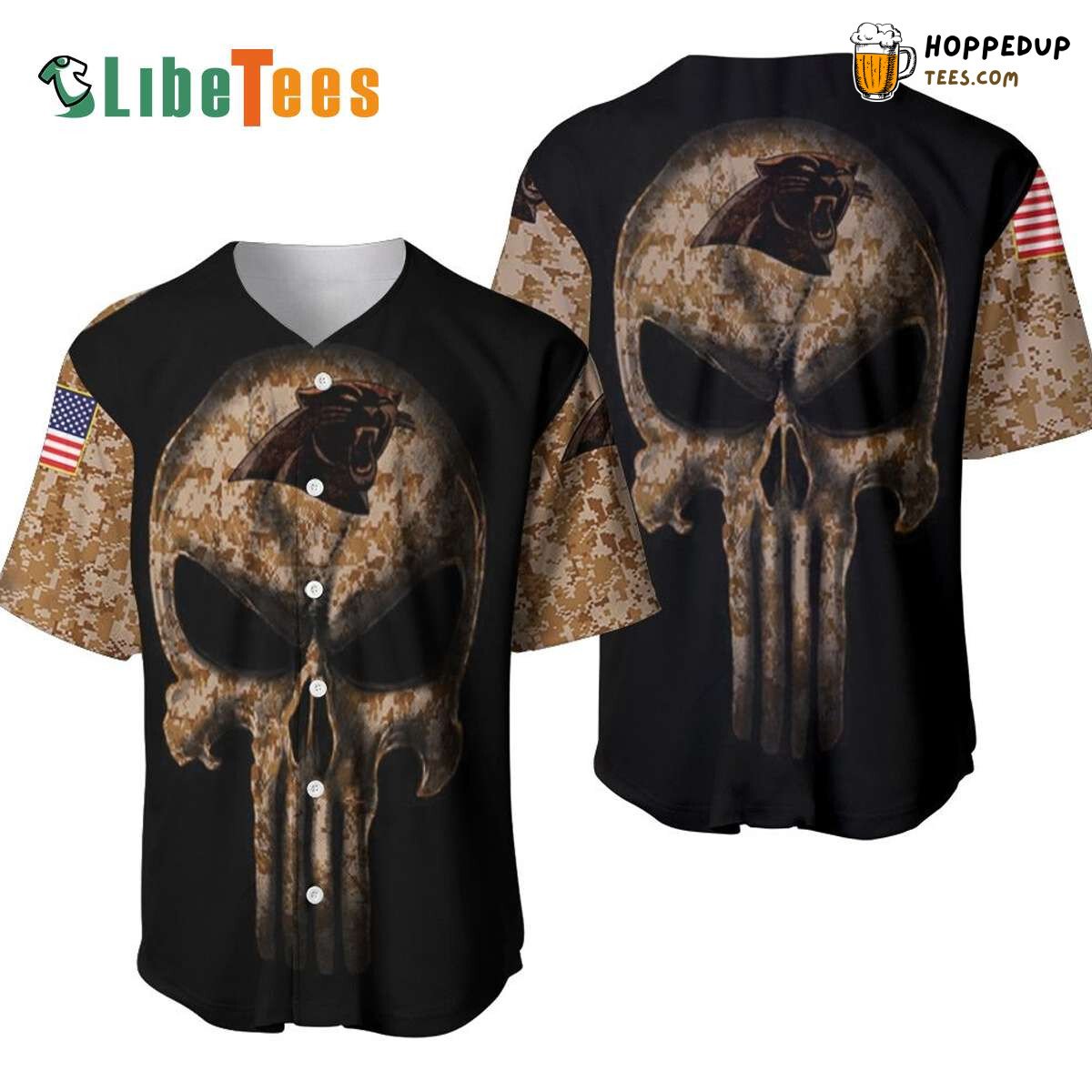 Carolina Panthers Baseball Jersey Camouflage Skull Perfect Gifts For Your Loved Ones Jersey Shirt