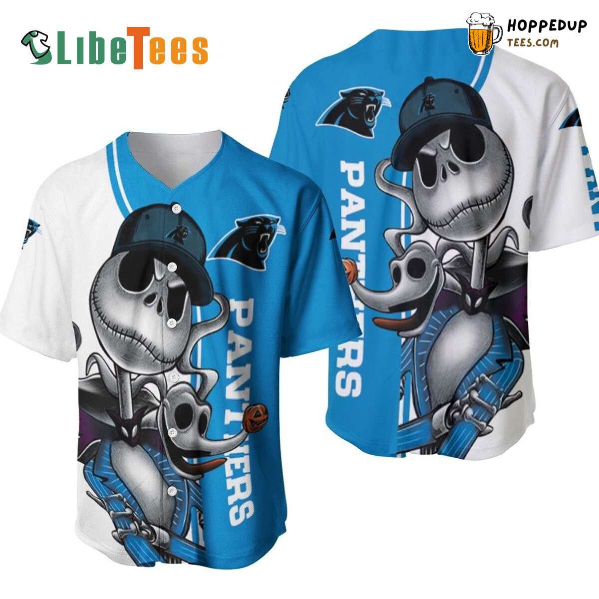 Carolina Panthers Baseball Jersey Jack Skellington Zero Edition